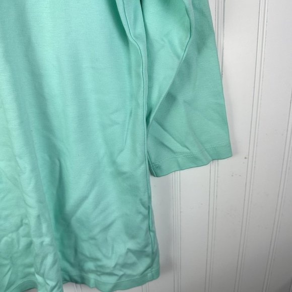 L.L. Bean Women's Aqua 3/4‎ Sleeve top size Medium - Picture 3 of 3